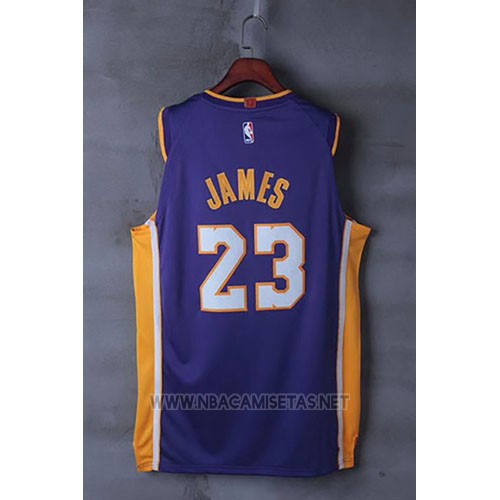 Camiseta Los Angeles Lakers Lebron James NO 23 Statement 2017-18 Violeta